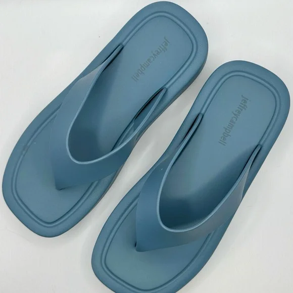 Jeffrey Campbell Anthropologie Darcie Platform Turquoise Blue Flip Flops Size 9 - Picture 10 of 11
